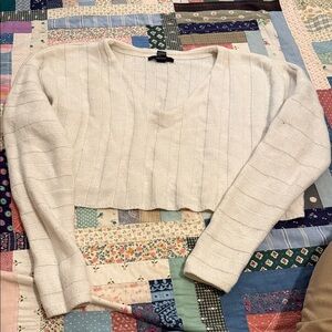Forever 21 Cream V-Neck Sweater